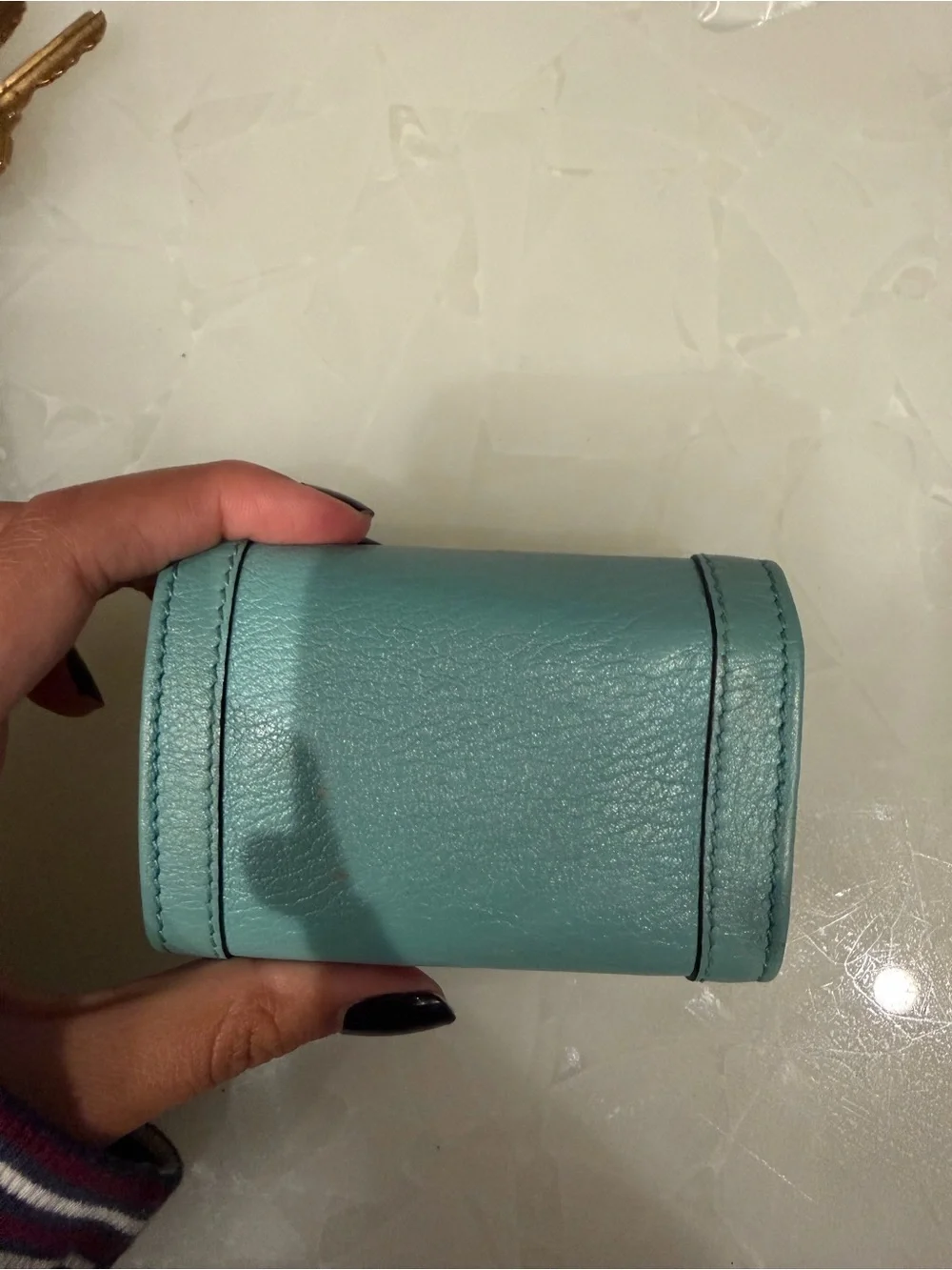 Gucci Teal Bamboo Trim Mini Wallet/Key Holder - Picture 2 of 5